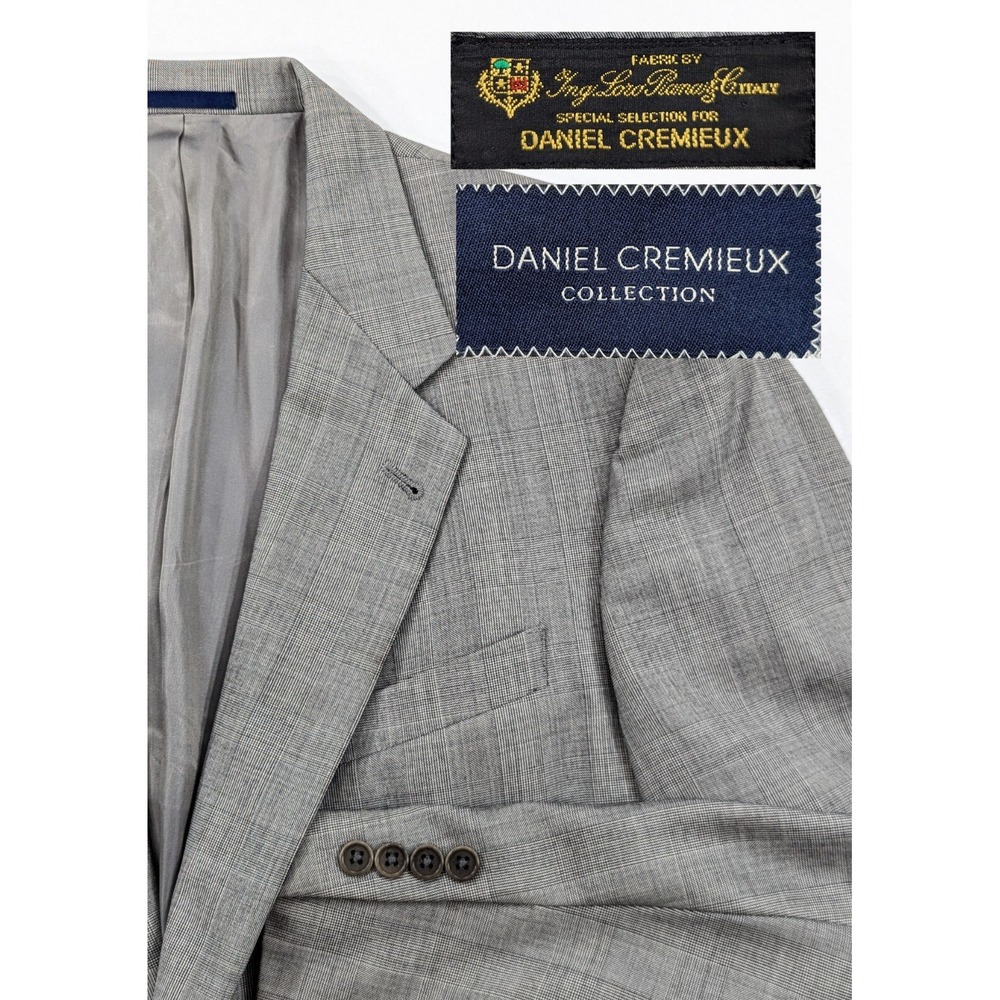 Daniel Cremieux Blazer Coat Suit Jacket Loro Piana 42R 46" Prince Of Wales Gray